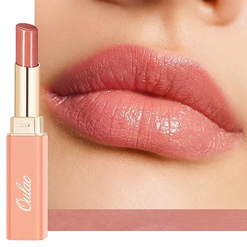 Miniatura 24 de Oulac Lápiz labial Warm Pink Shine - Lápiz labial hidratante con brillo, bálsamo labial con tinte, acabado jugoso con brillo transparente, fórmula