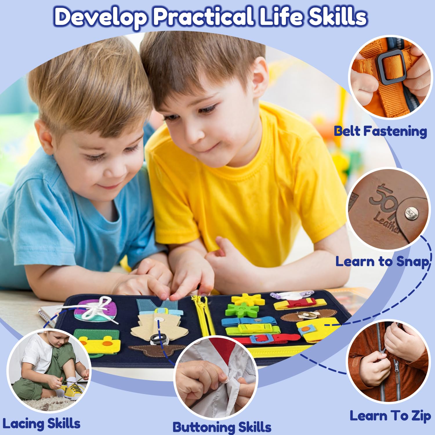 Montessori Busy Board & Busy Book dla małych dzieci – zabawki sensoryczne i edukacyjne, zabawka podróżna do samolotu i samochodu, prezent edukacyjny dla chłopców
