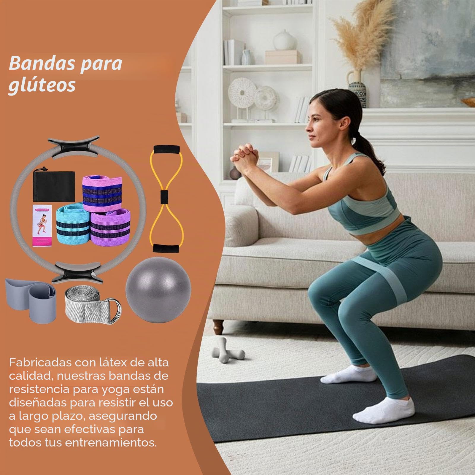 Conjunto de anillos Pilates, conjunto de equipos Pilates - Toning Pilates Ring | Cinturón extensible, accesorios de entrenamiento, equipo de hogar multifuncional para gimnasio, mujeres adultas