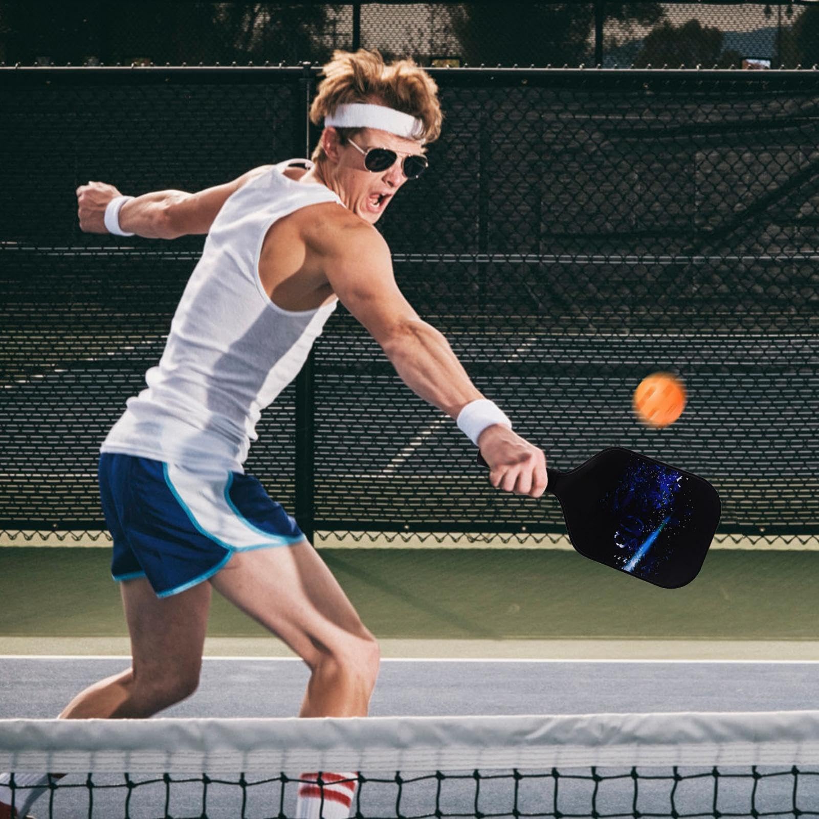 Racchetta da pickleball, set di racchette in fibra di vetro per principianti, leggera e portatile, con palline, attrezzatura per pickleball in fibra di vetro, per interni ed esterni