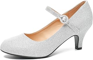 Women's Vintage Mary Jane Shoes Dress Comfortable Low Kitten Heels Ankle Strap Closed Round Toe Office Work Wedding Pumps
