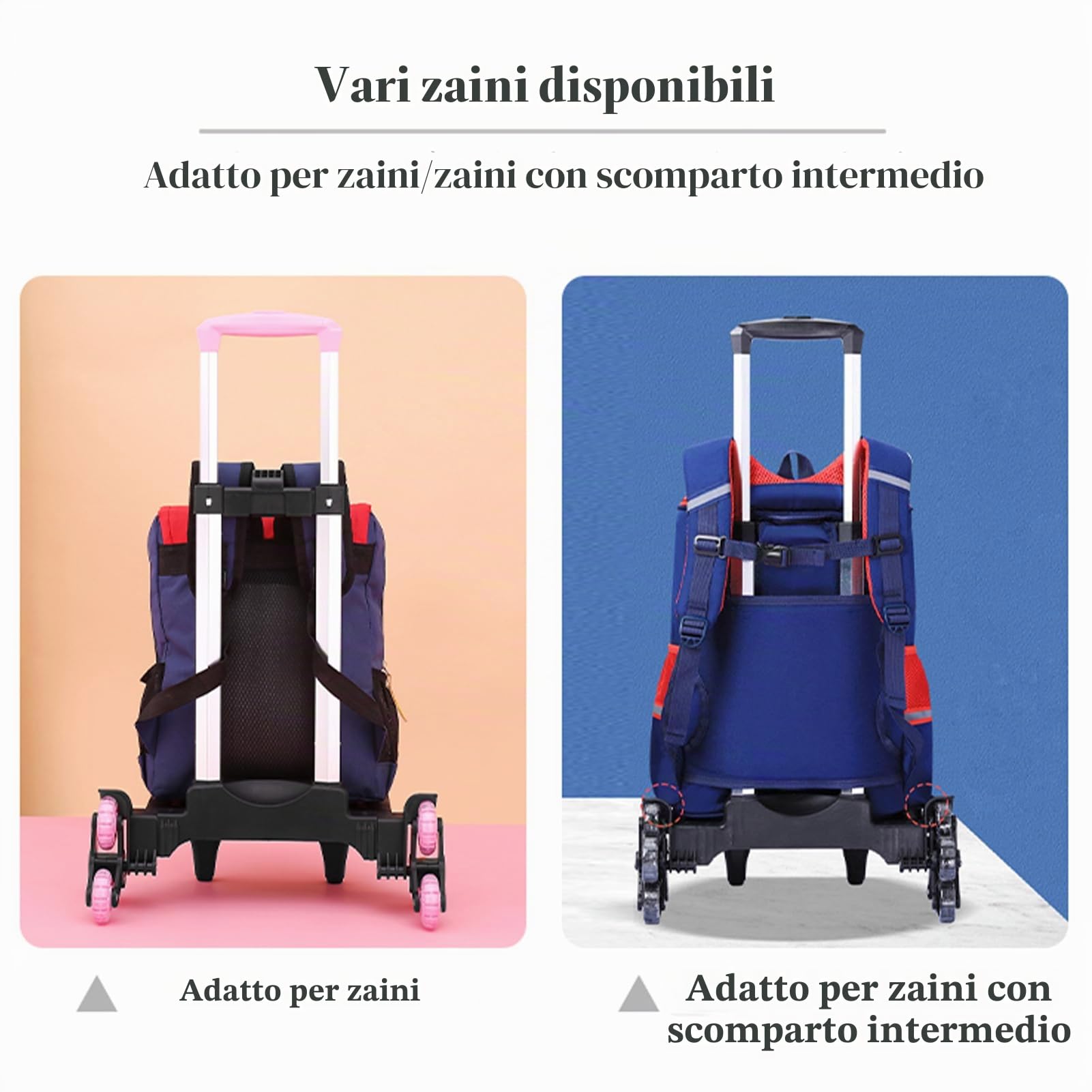 Trolley leggero pieghevole – Carrello a mano a 3 ruote con cinghia, carrello pieghevole portatile per zaino, viaggi, pendolarismo e uso quotidiano