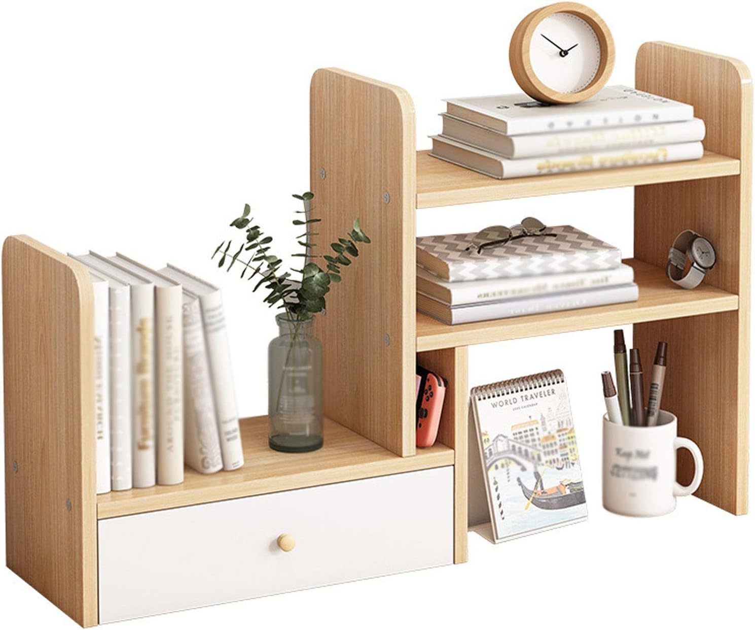 KIZQYN Shelf Bookcase Desktop Adjustable Bookshelves