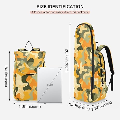 Miniatura 3 de Mujeres Hombres Mochila de Tenis Transpirable Camuflaje Amarillo Verde 2 Raquetas Raqueta Cubierta Bolsa Bolsa de Gimnasio para Hombres Mujeres