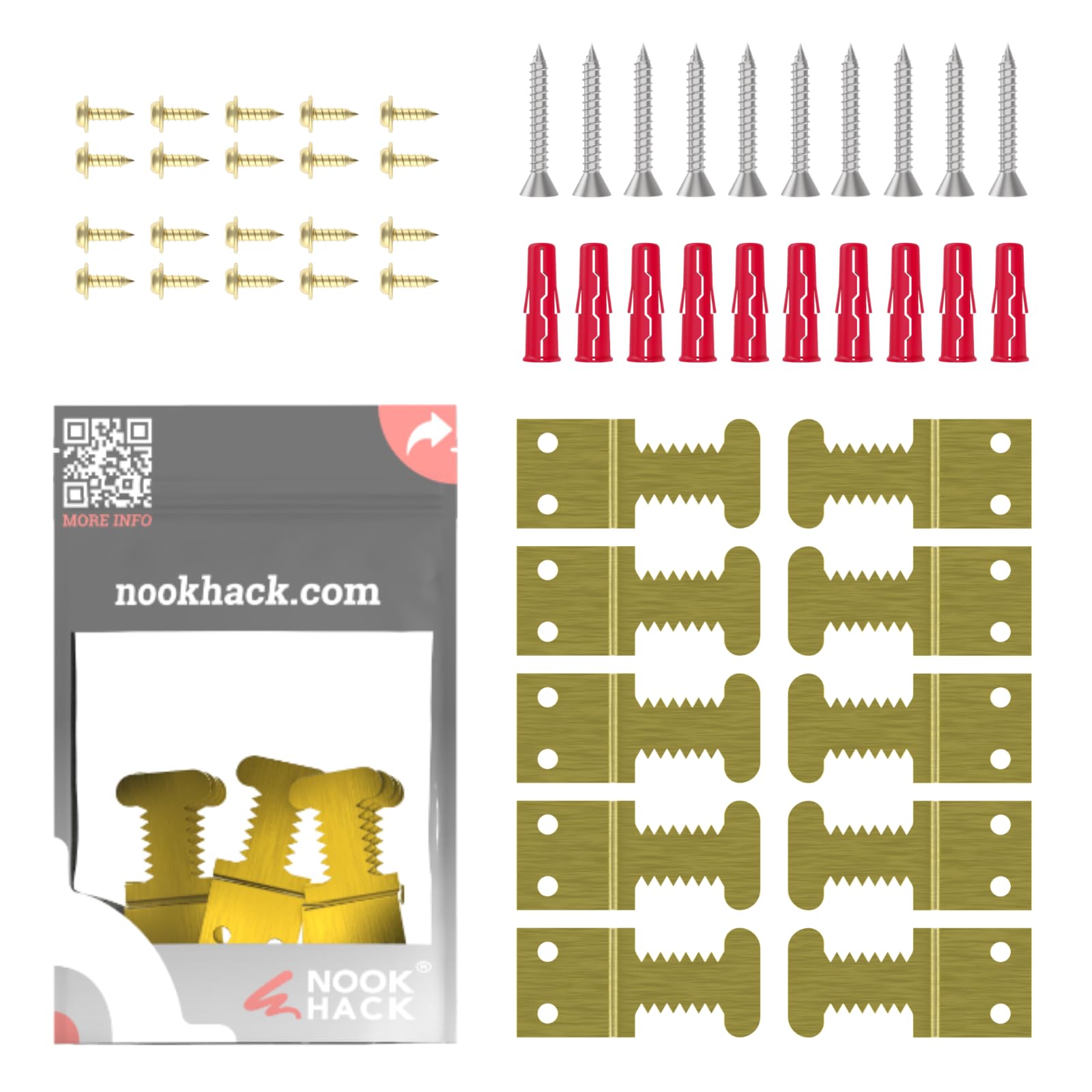 Canvas Sawtooth Hook with fixings, Gold, Canvas Sawtooth Hooks