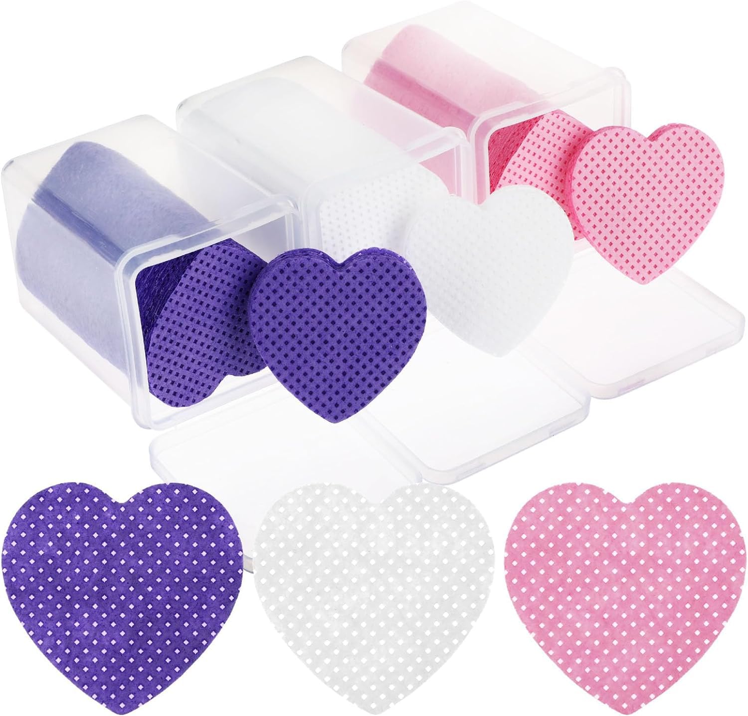 Sponsored Ad – 600Pcs Lint Free Cotton Pads for Nails, Lint Free Wipes Heart Shape Non-Woven Fabric Lash Glue Wipes for Eyelash Extension Supplies (White,Pink,Purple）