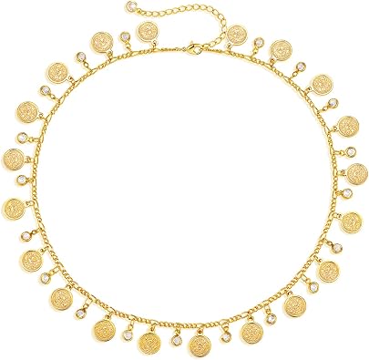 MEVECCO Gold Choker Necklace 14K Gold Plated Dainty Chain Necklace Short Chain Necklace Boho Handmade Choker Necklace Jewelry Gift