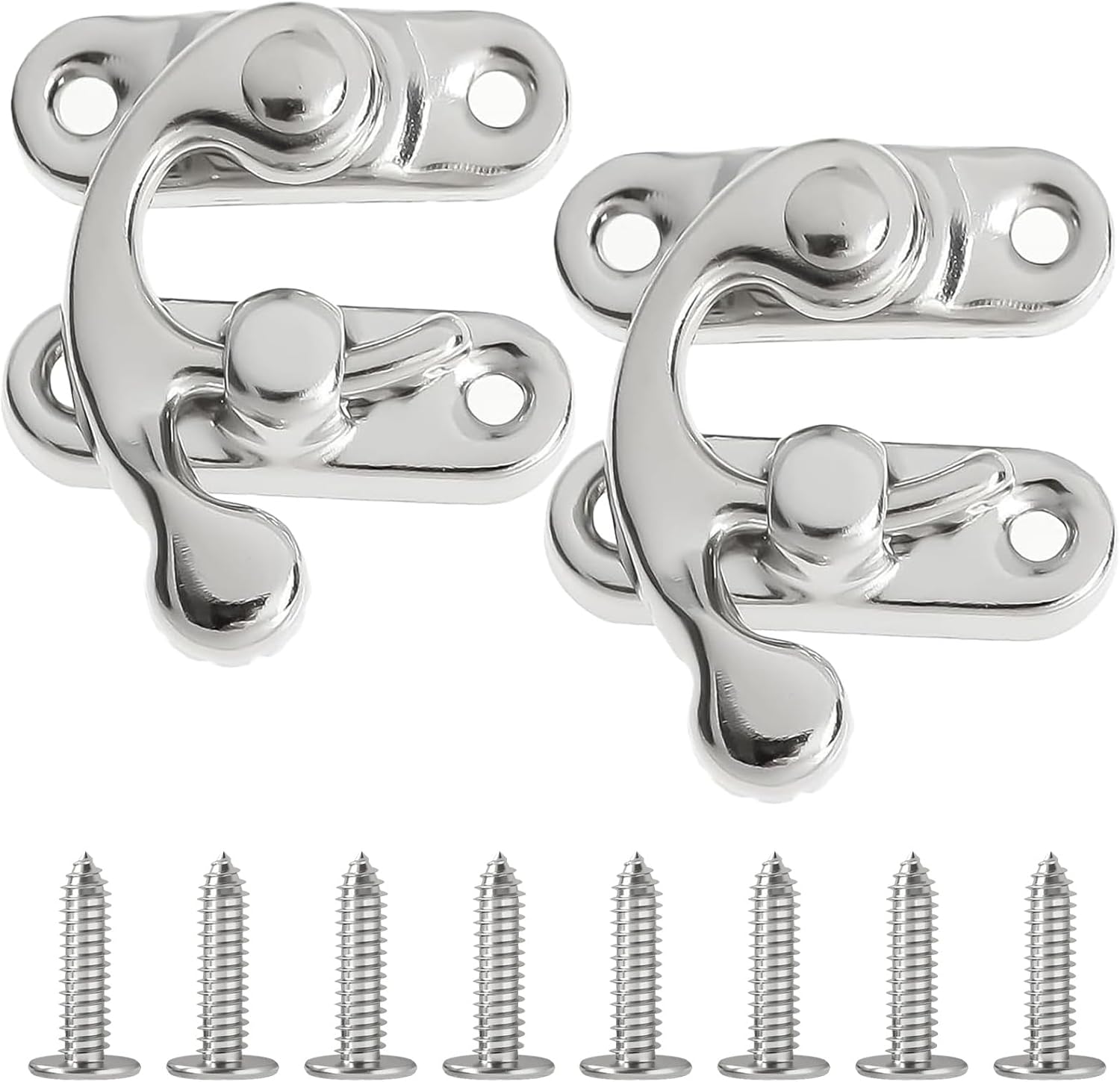 Pack of 2 Quick Closure, Vintage Box Closure, Small, Latch Hook, Left Latch Hook, Hasp Latch, Snap Clasp, Metal, Quick Release for DIY Small Wooden Box, Jewellery Box, Wine Box