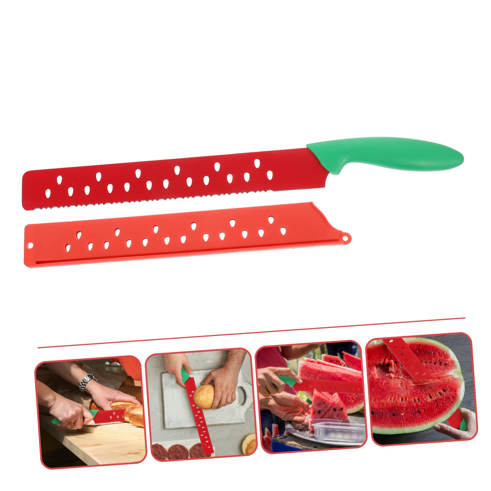 Zerodeko Coltello con Manicotto Rosso per Anguria in Acciaio Inossidabile dimensione non specificata Affilato e Professionale per Uso Quotidiano e Pasticceria per Tagliare Anguria e Melone