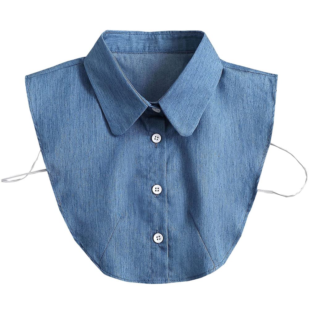 LoudSung Fake Collar Detachable Half Shirt Blouse False Collar Denim Doll Designed Top Elegant for Women Girls