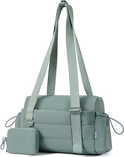 Miniatura 15 de ROULENS Bolsa pequeña de gimnasio para mujer, juego de 2 mini bolsas de gimnasio con compartimento húmedo y billetera para monedas, bolsa de Rosa