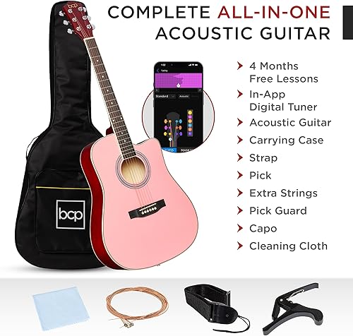 Vista 48 de Best Choice Products - Kit de guitarra acústica para principiantes, 41 pulgadas Negro