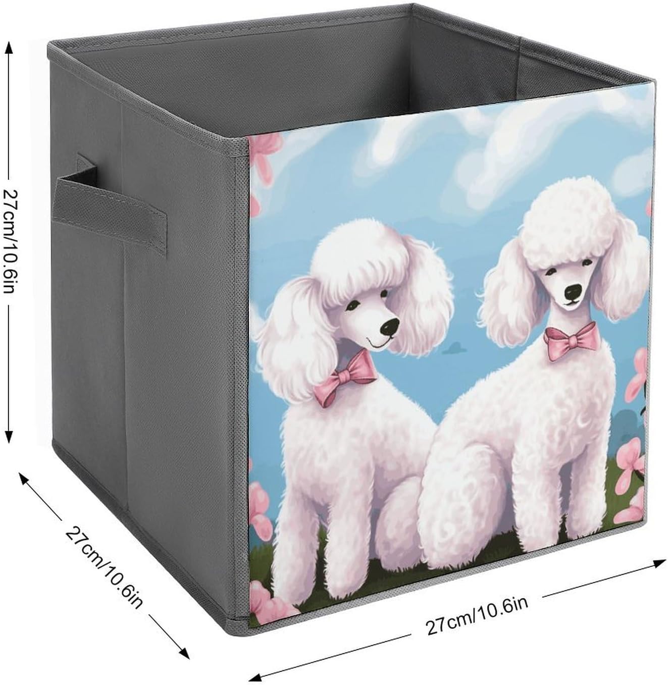 Folding Storage Bins Oxford Fabric Clothes Storage Boxes with Handles | Poodles Dogs Cube Organizer, Easy to Store, Multi Functional Cube Storage Organizer for Office Bedroom