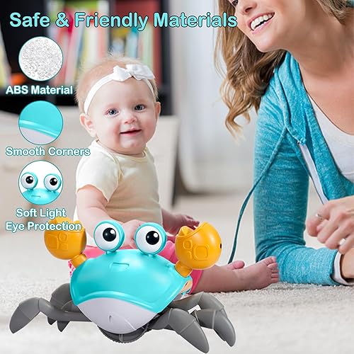 Miniatura 2 de WDQT Juguete de cangrejo gateante para bebés, juguetes para bebés con batería recargable integrada, juguetes para bebés con música y luz LED para