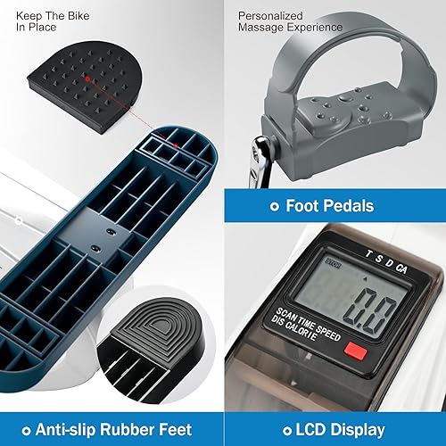 Miniatura 4 de TECHMOO Under Desk Bike Pedal Exerciser Portable Mini Home Exercise Bike with 5LBS Flywheel Sitting Peddler Exerciser for Seniors Legs and Arms