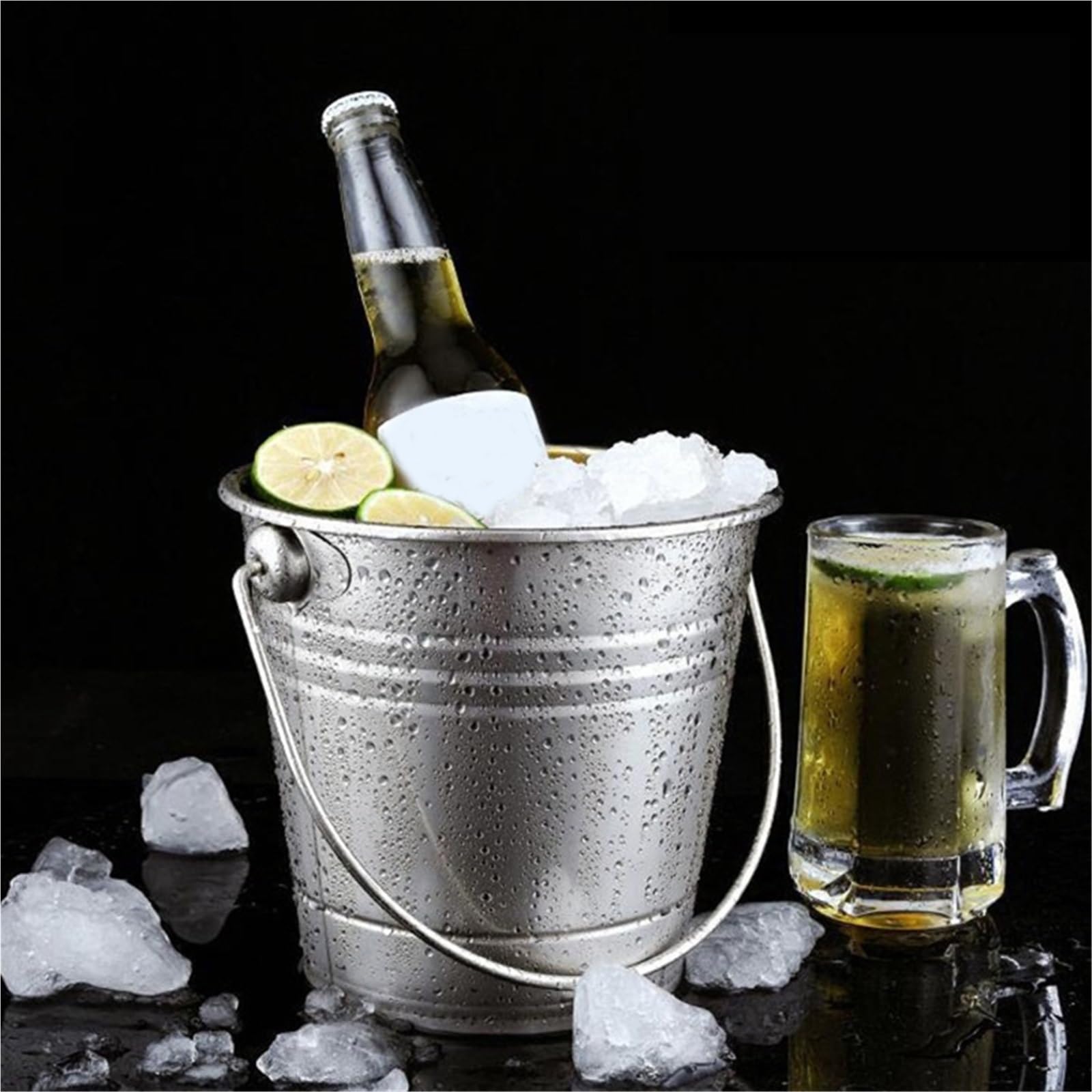 Secchiello for Punch nel Ghiaccio in Acciaio Inossidabile for Vino e Birra, for Forniture for Feste di Vino e Birra per Casa, Bar(2L)
