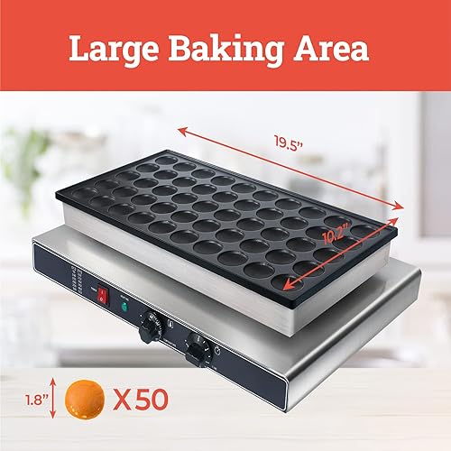 Miniatura 5 de Mini máquina para hacer panqueques de 110 V, 50 unidades, 1700 W eléctrica comercial antiadherente con dispensador de masa de panqueques, perfecto