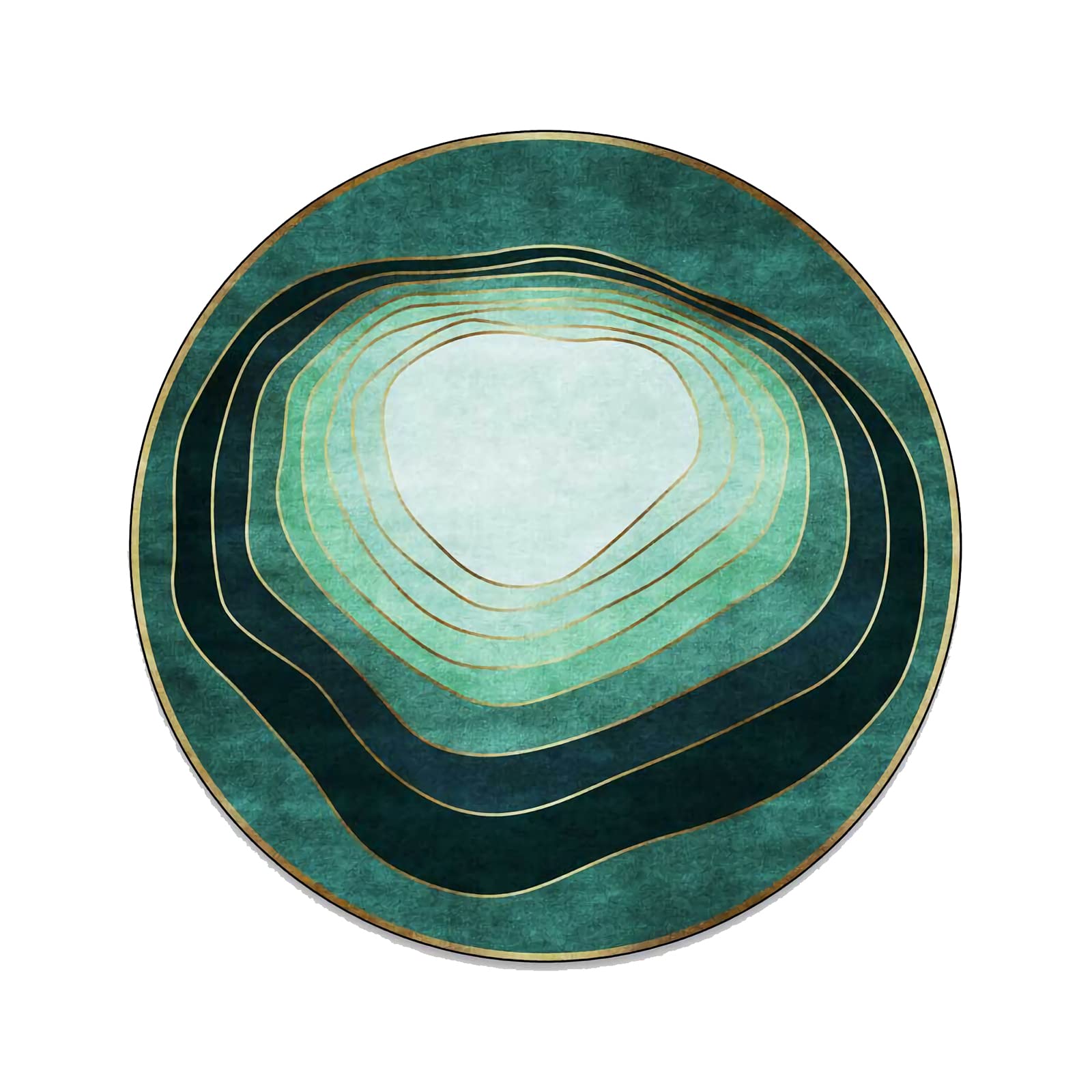 Tapis vert et or moderne de 200cm, le style cercle irrégulier pour votre salon