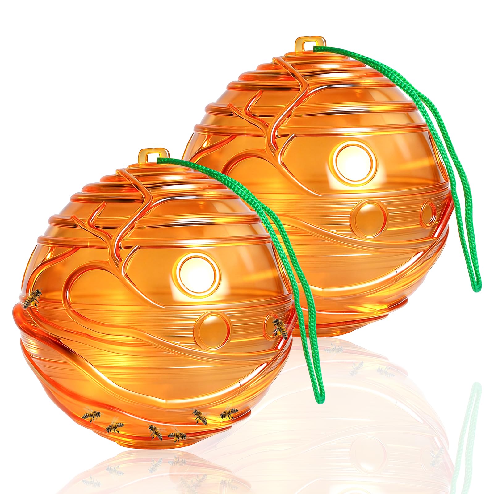 2 Pcs Spherical Wasp Trap Outdoor Hanging Effective Wasp Catcher Bee Catcher Reusable Hornet Trap for Balcony and Orchard Protection