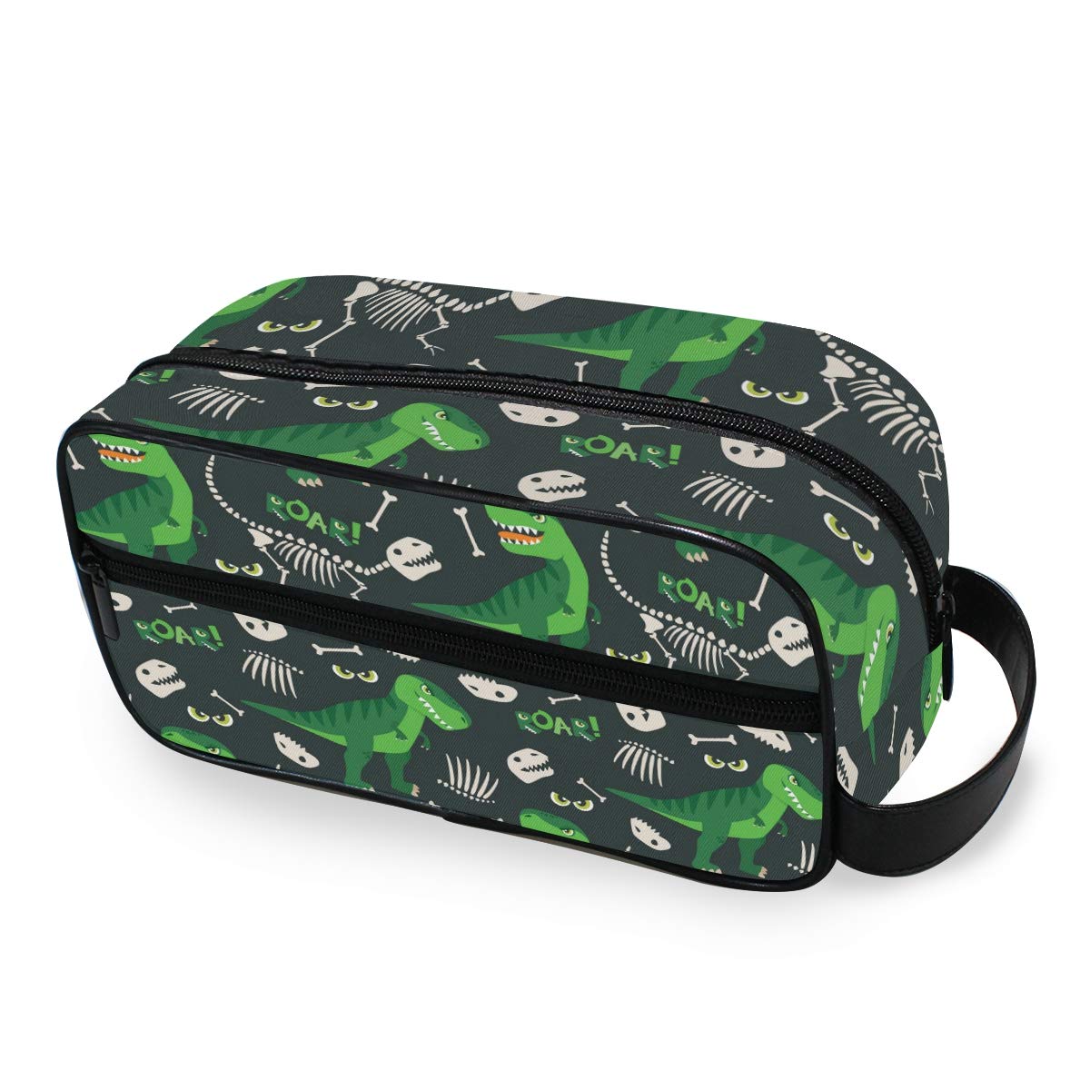 QMIN Portable Toiletry Bag Dinosaur Animal Skull Bones Wash Bag Travel  Multifunction Cosmetic Bag Makeup Pouch Storage Bag for Boys Girls Women Men