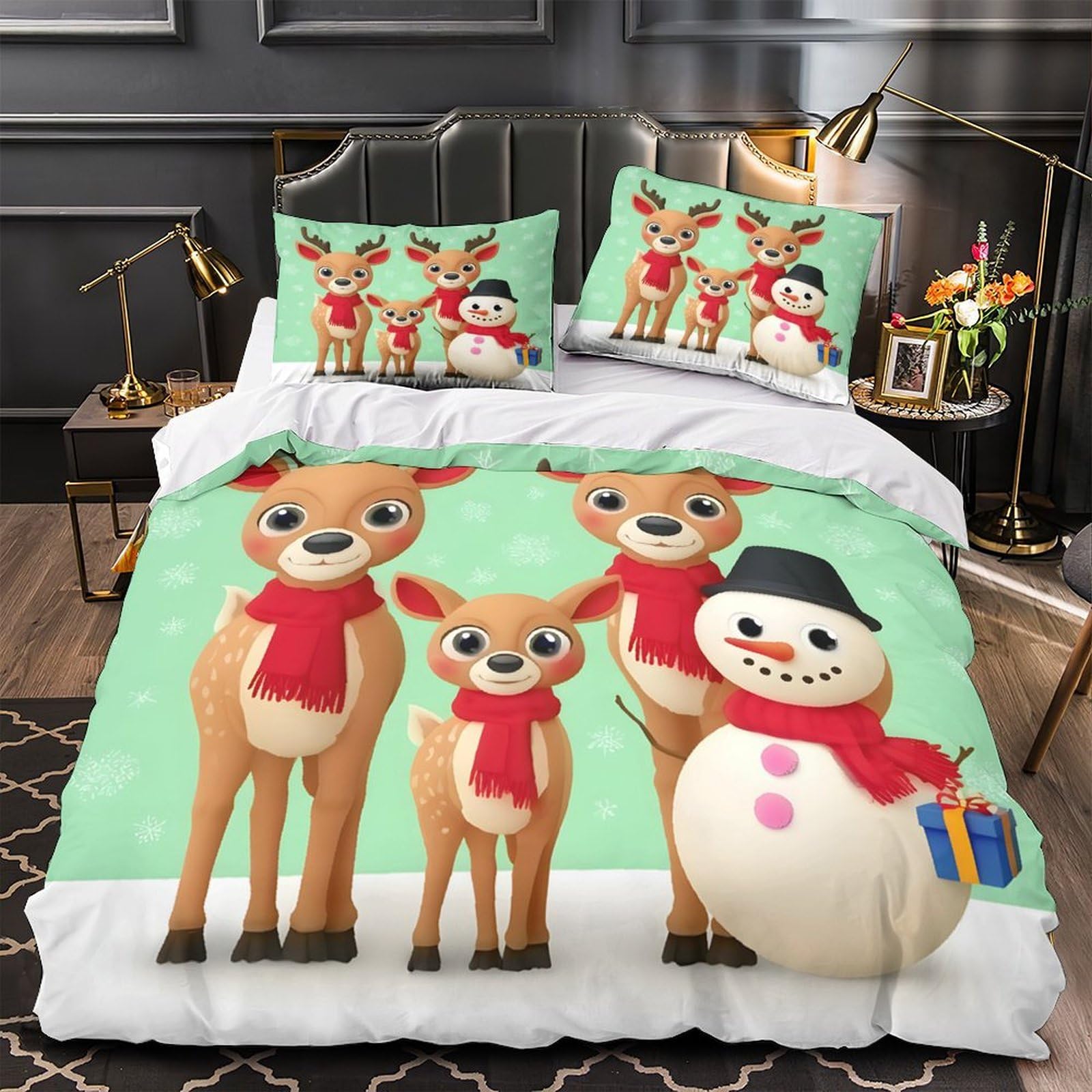 Parure de lit cerf de Noël housse de couette microfibre 140x200