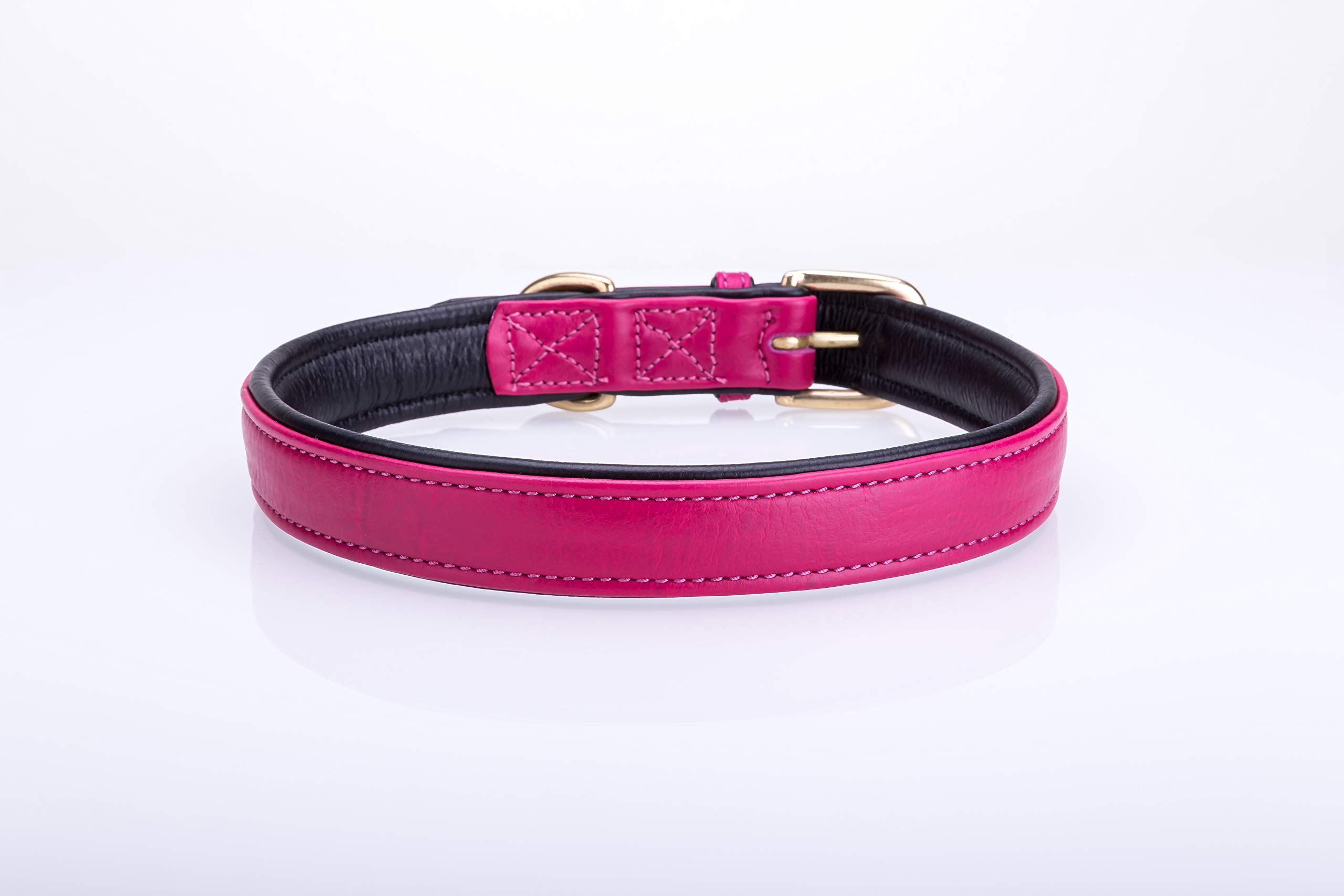 Collier chien cuir souple rose idéal pour les promenades quotidiennes en ville