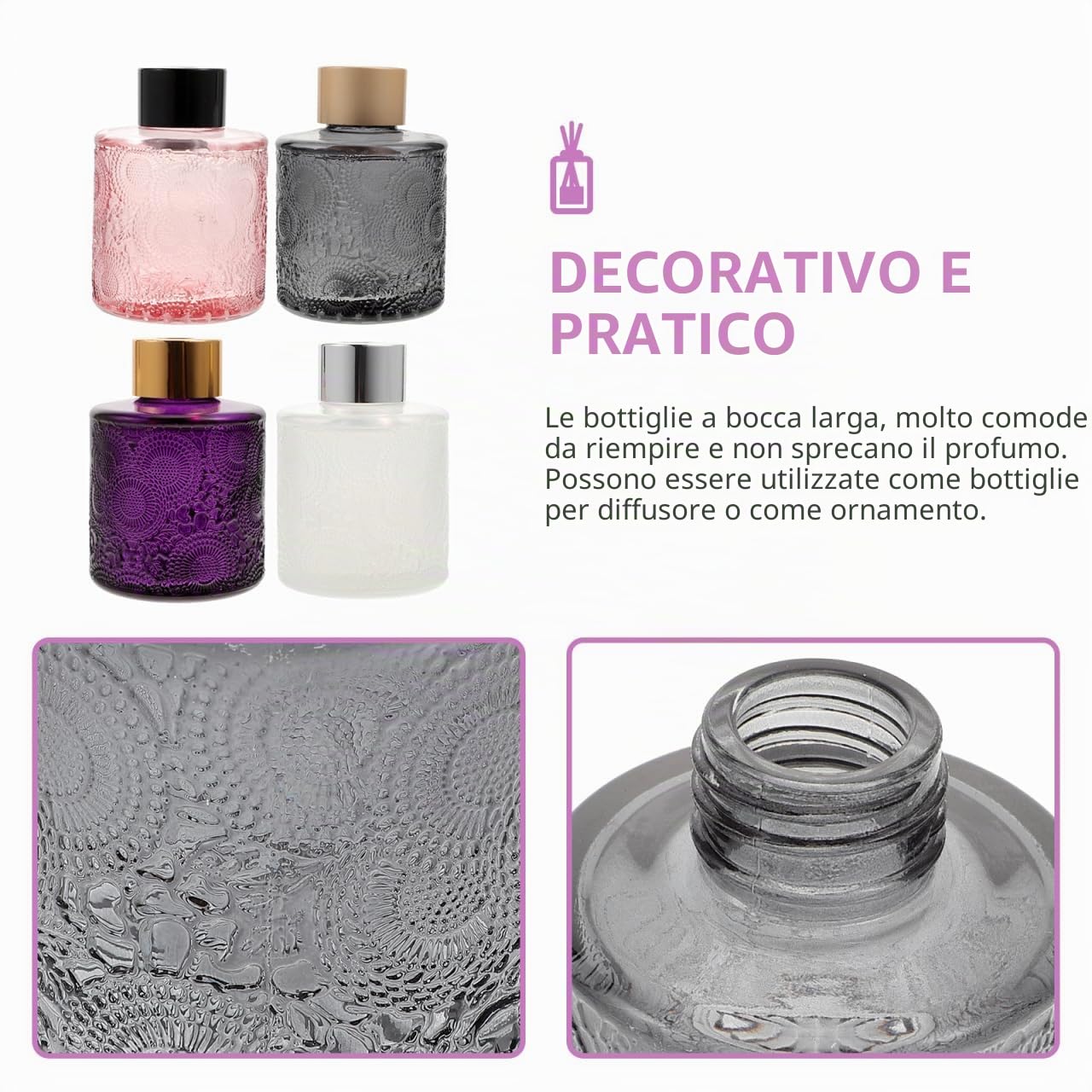 Operitacx 4 Pz Bottiglia Di Bottiglia Diffusore Di Profumo in Vasi Diffusori in Olio Essenziale Bottiglie Flaconi Diffusori Vuoti Fragranza Piccola Scatola Bicchiere
