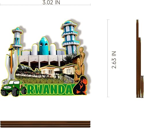 Miniatura 3 de Imanes de madera para refrigerador 3D de Ruanda África, para viajes, coleccionables, recuerdos, decoraciones hechas a mano, 4