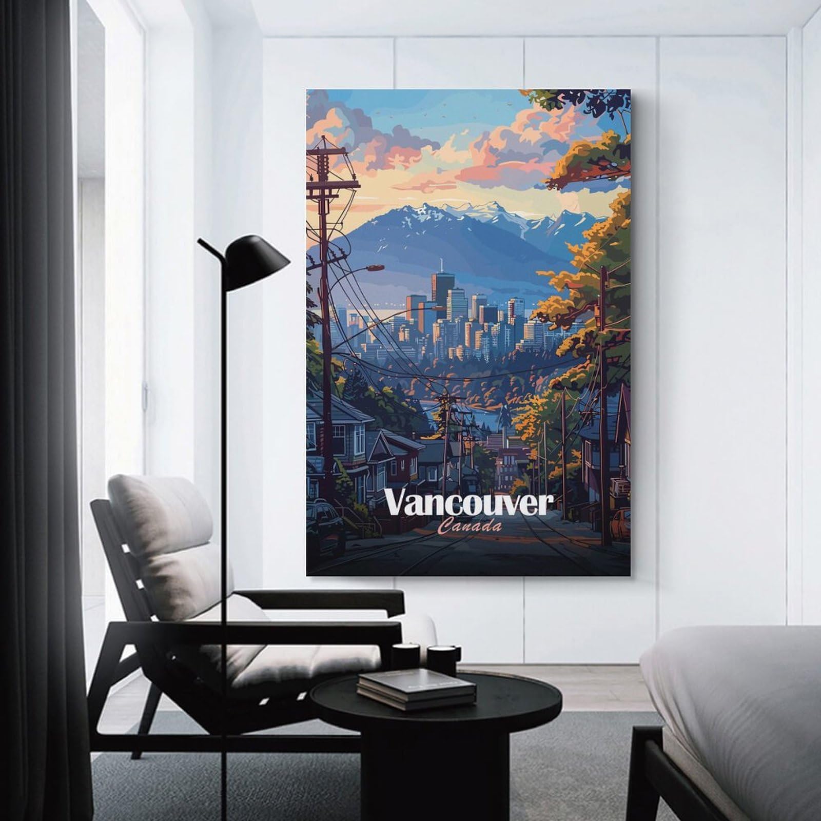 Junmoney Vancouver Cityscape Decorative Canvas Print, 16x24inch(40x60cm), for Hallway, Bedroom Or Modern Interiors, Gift Idea for Housewarming And Birthdays