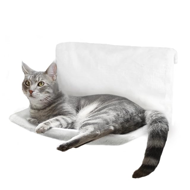Petlicity Cama de radiador cálida y acogedora para Mascotas, para Gatos y Perros, Fuerte y Duradera (Blanco)