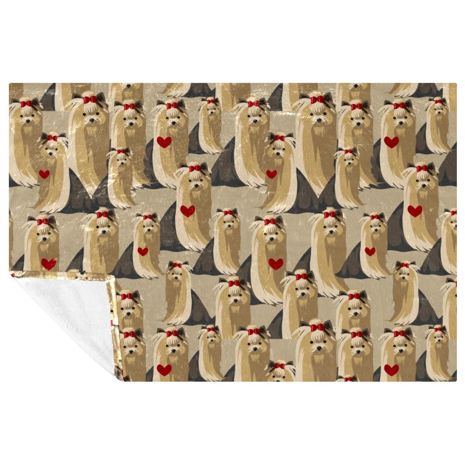 Couverture chaude Yorkshire Terrier en polaire ultra douce 150x100 cm pour lit