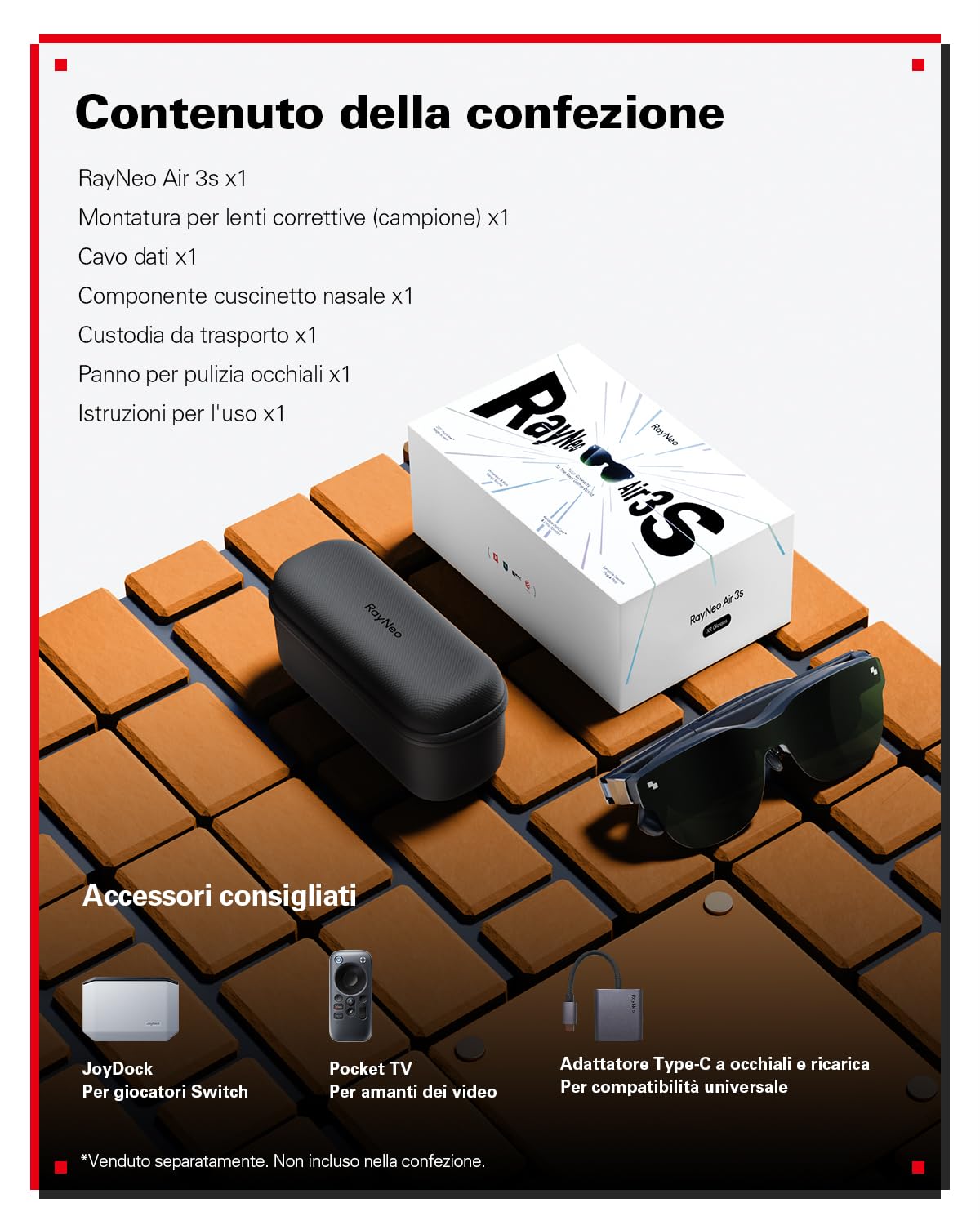 RayNeo Air 3s Occhiali AR/XR, Display HueView 201" 120Hz FHD, Dispositivo video AR portatile per iPhone 16/15, Android, Mac, Switch, PS5, Steam Deck – Teatro indossabile di prossima generazione