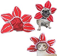 Vista 1 de Pet Demon Hat Costume Scary Halloween Dog Headband Demogorgon Costume Headgear Props Cosplay Outfits Cute Clothes for Small Medium Dogs Puppy Cat