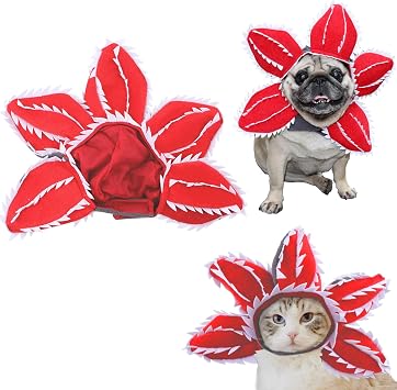 Pet Demon Hat Costume Scary Halloween Dog Headband Carnivorous Plant Costume Headgear Props Cosplay Outfits Cute Clothes for Small Medium Dogs Puppy Cat Kitten Monster Headwear Devil Decorations