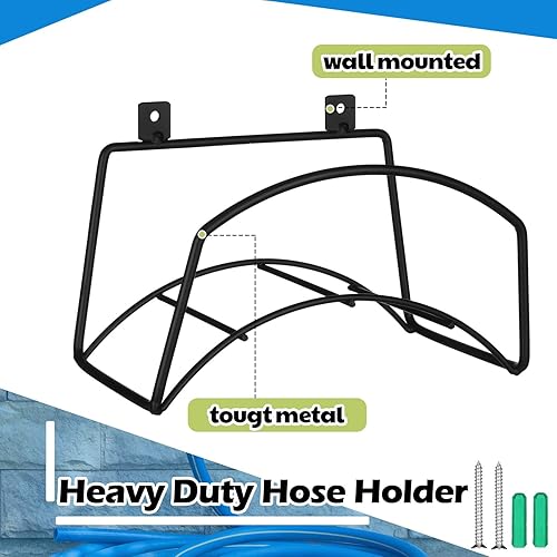 Miniatura 3 de Gisafai 2 soportes de manguera de jardín para montar en la pared, resistentes carretes de manguera de agua de metal para exteriores, ganchos de
