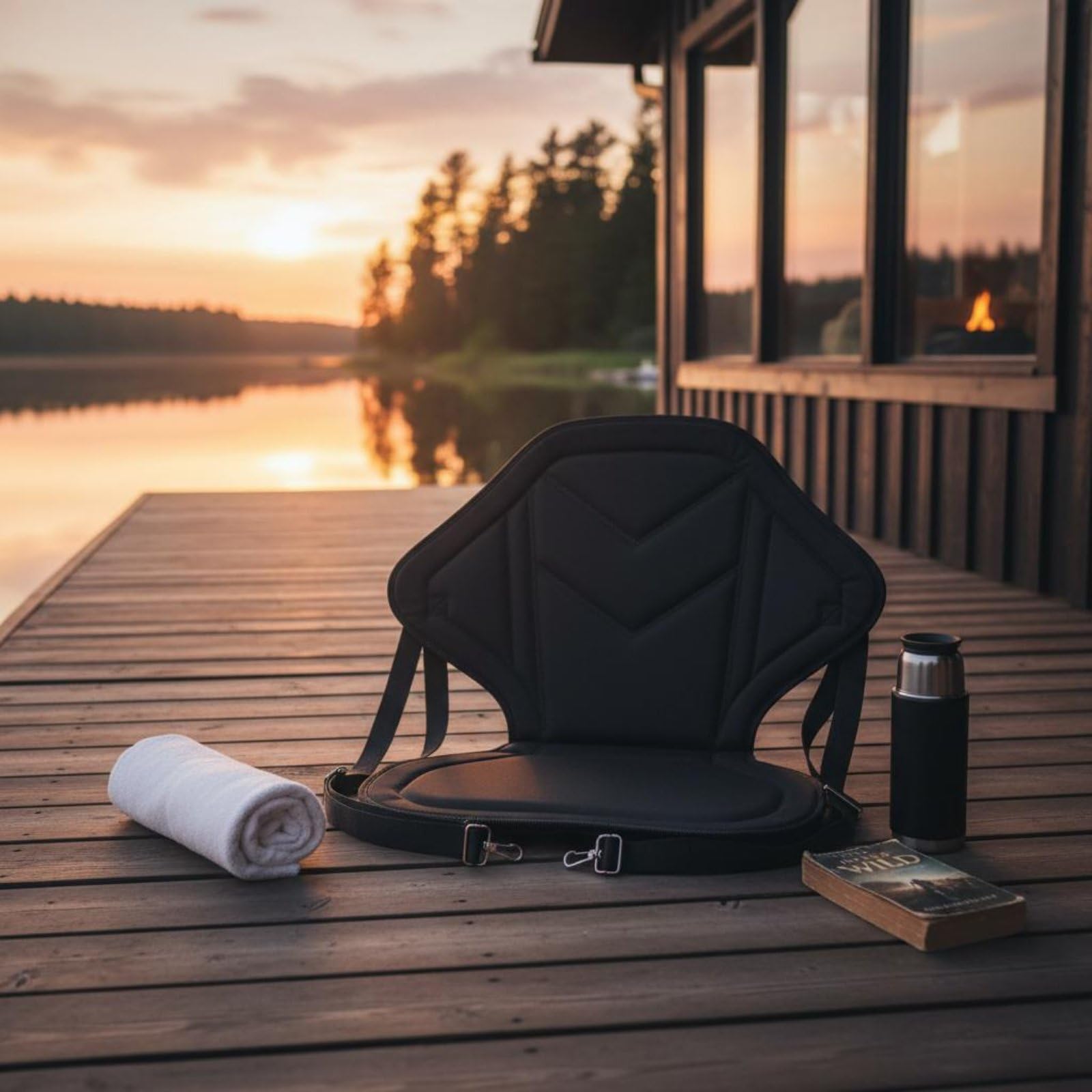 Asiento Kayak para Barco Deportivo con Soporte Lumbar Ergonómico Superficie Cómoda Instalación Ajustable Usado en Pesca y Navegación, con Bolsa+4 Correas