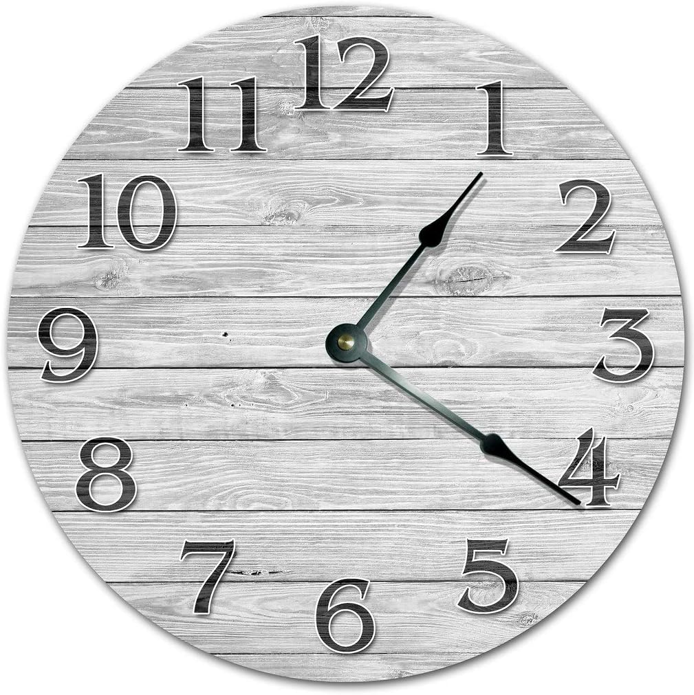 Sugar Vine Art 10.5" Wooden Grey Board Clock Living Room
