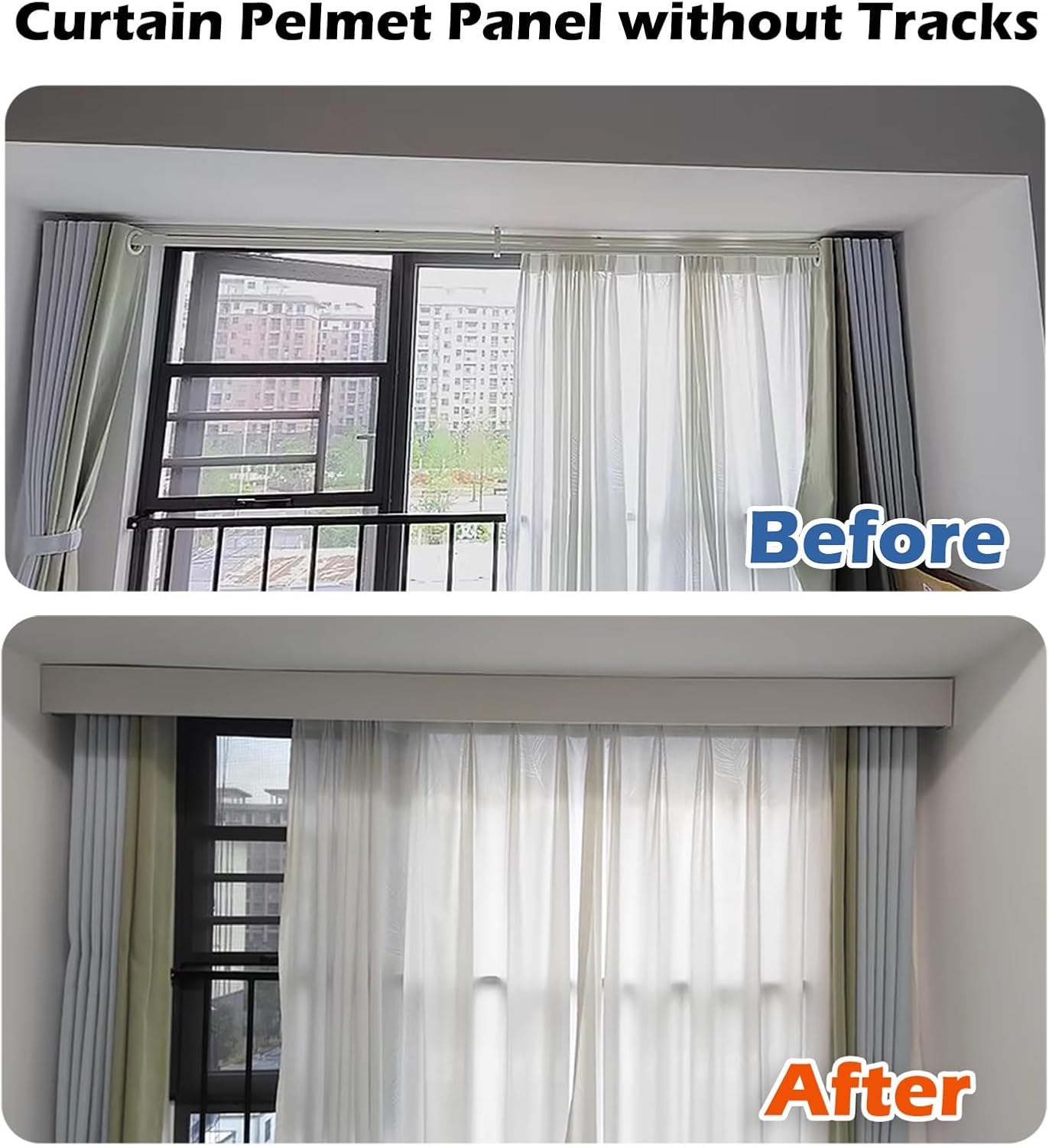Modern Curtain Pelmet Box Panel Without Track, Window Cornice Valance Board Custom Length, Ceiling Mount Curtain Rod Drapes Rail Cover Aluminum(Black,5m (16.4ft))