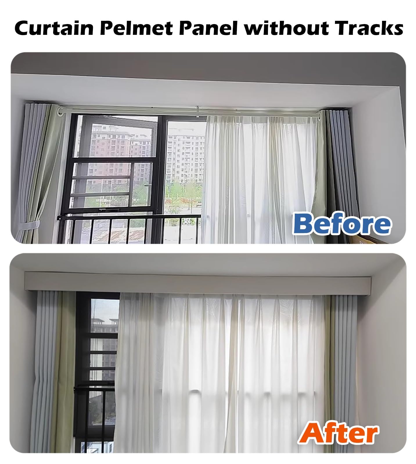 Rieles para Cortinas Cubre Barra de Cortina de Techo, Caja para Cenefa Opaca, Panel de Cenefa Sin Rieles, Cornisas Decorativas para Ventanas(White,4m (13.1ft))