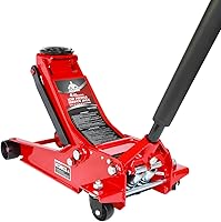 JACKBOSS 4 Ton Low Profile Hydraulic Floor Jack - 8,800 lbs Capacity, Dual Piston Quick Lift Pump for Cars, Trucks, SUVs, Red