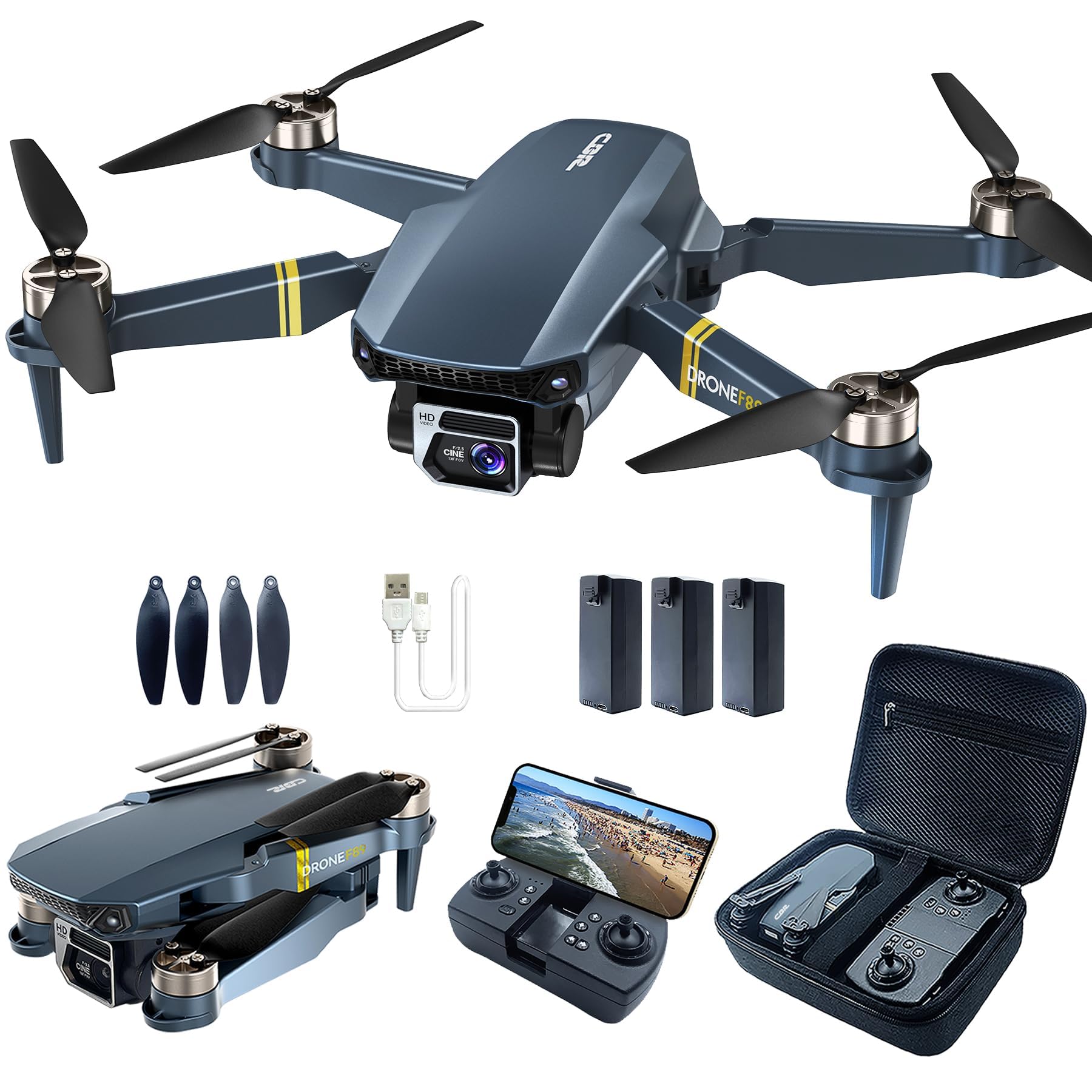 Super Heavy Duty Brushless Foldable Drone with Camera for Beginners - 60+ min Flight Time, WiFi FPV Quadcopter with 120° Wide Angle 2K HD Camera, Brushless Motor, Auto Focus,