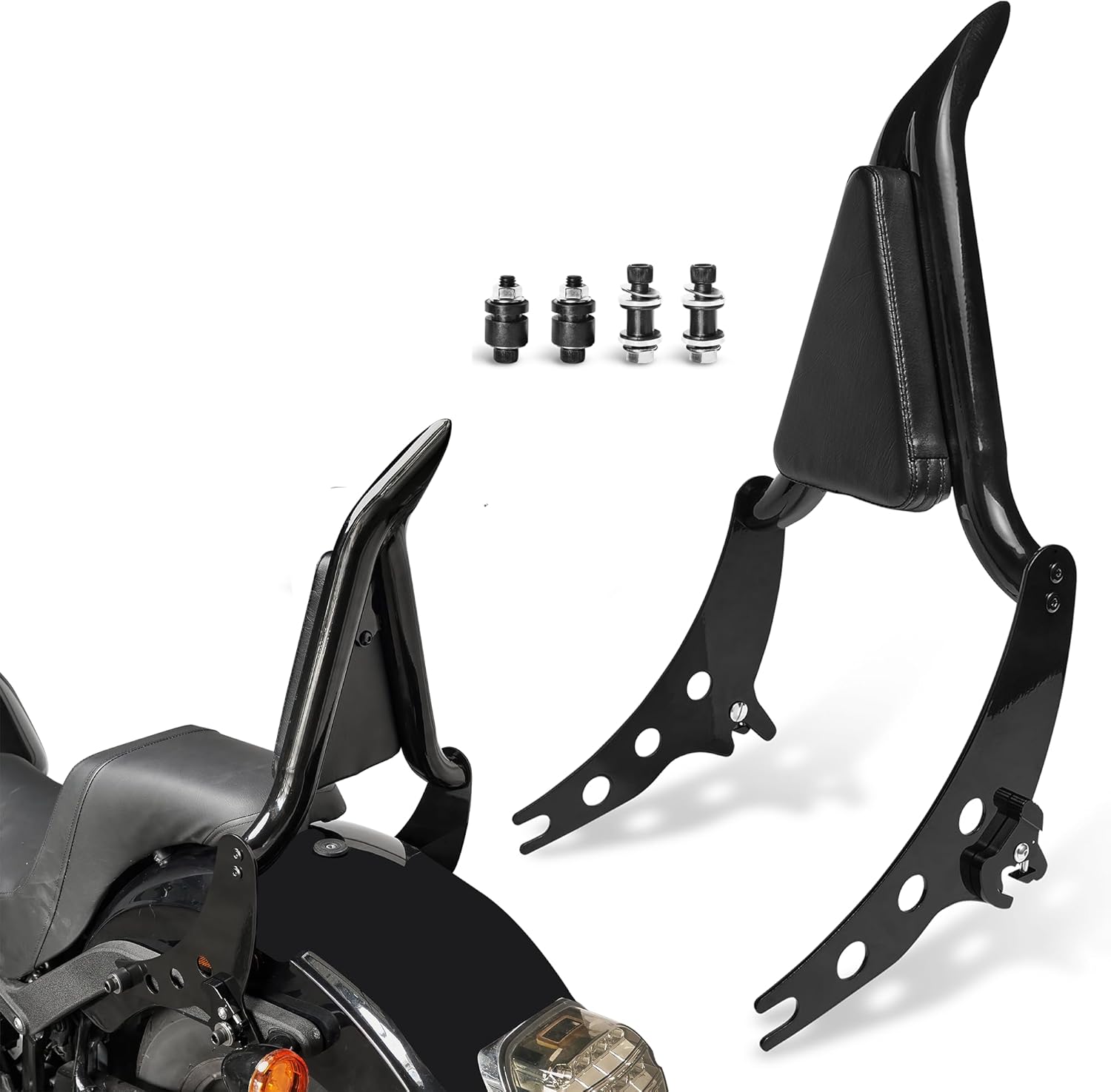 Rear Seat Passenger Sissy Bar Backrest with Pad Compatible with Harley Low Rider s ST FXLR FXRST FXLRS FXLRST Sport Glide FLSB Dyna 2018-2025 | 22" Quick Detachable | Black