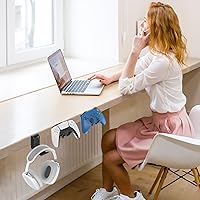 Vista 6 de OIVO Soporte de pared para controlador y auriculares, soporte plegable para auriculares, soporte para controlador de juegos, organizador de 8