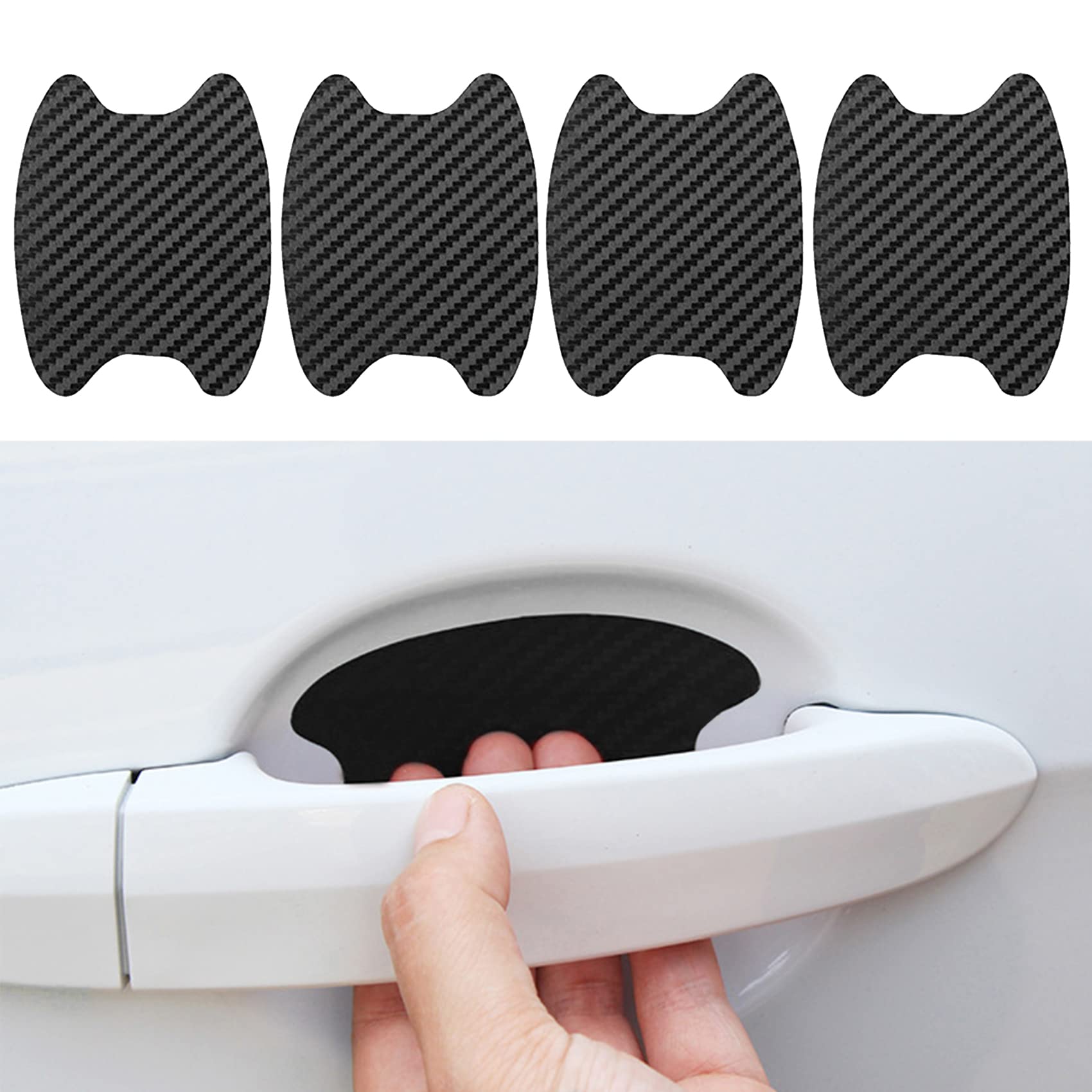 Buy DWARFOO 4PCS Car Door Handle Sticker, 3D Carbon Fiber Anti