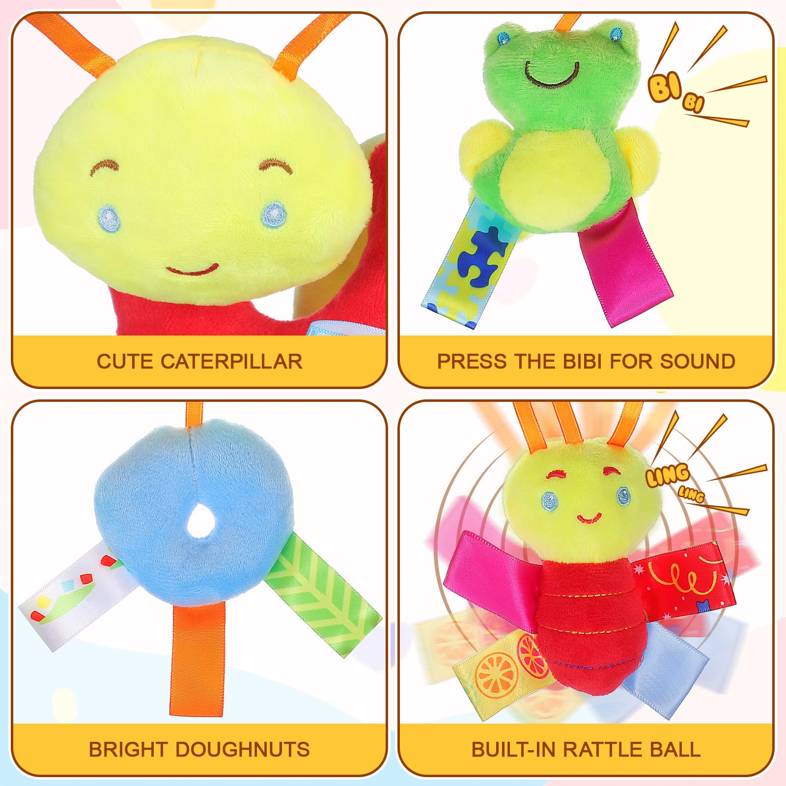 Gadpiparty Jeu Sensoriel - Hochet Suspendu en Spirale 5 en 1 Berceau, Poussette Et, Développement Visuel à Contraste Élevé Et Motricité Fine, Cadeau Nouveau-nés Et Nourrissons de 0 à 12 Mois