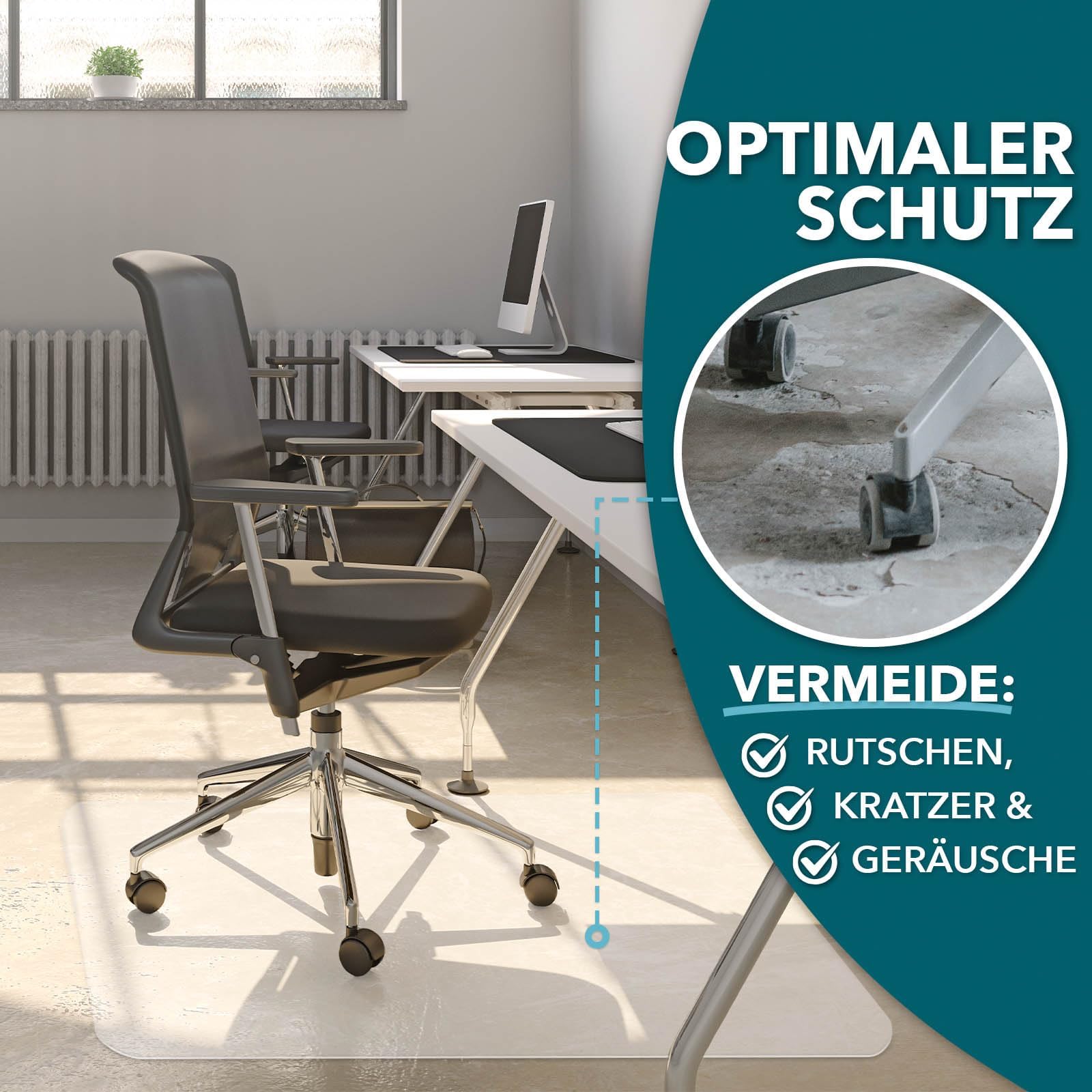 Floordirekt (Base – Esterilla para protección de suelos | DF920 silla Base, transparente (grosor: 1,5 mm) presupuesto de suelo Esterilla de Protección para suelos duros L:200 cm B:100 cm