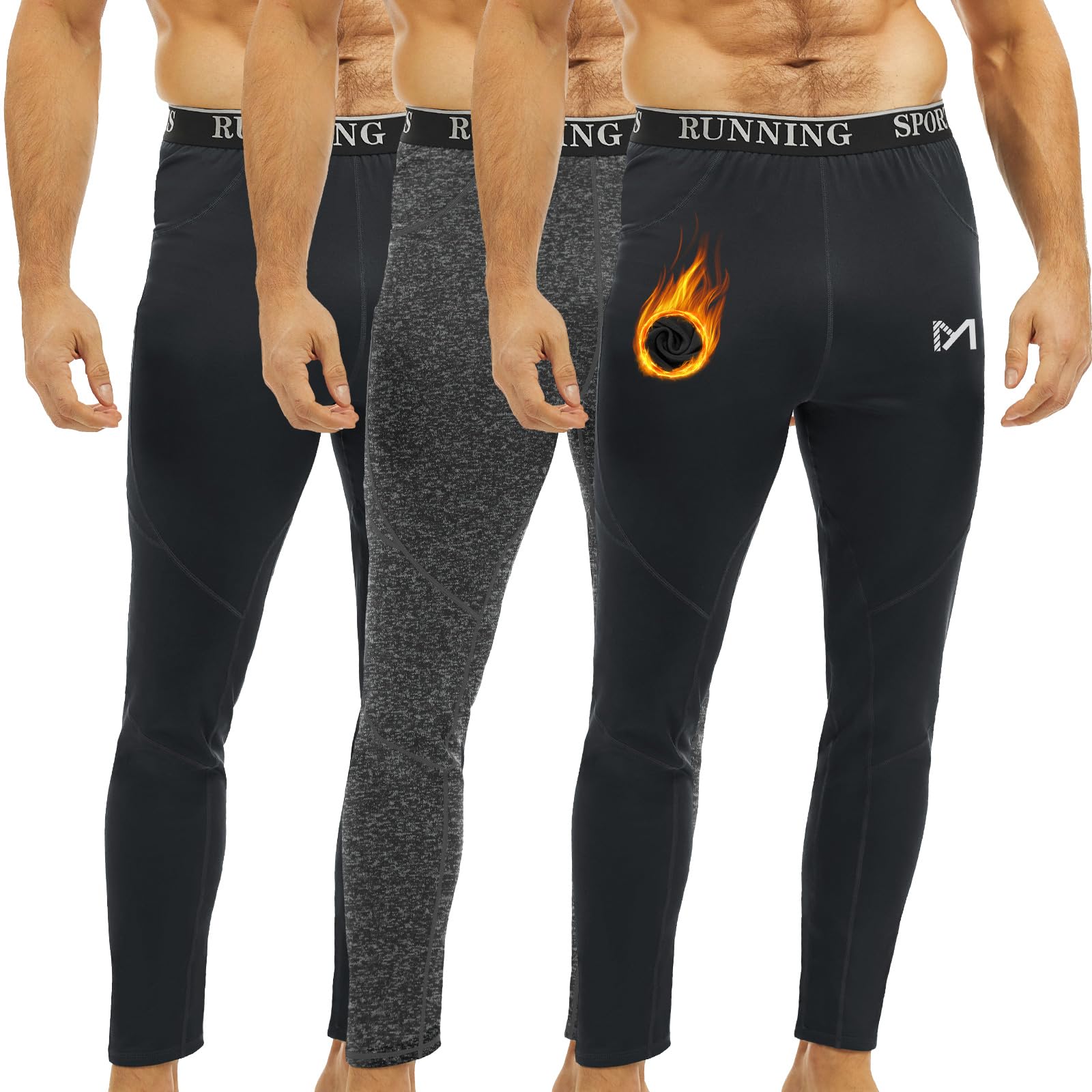 MEETYOO Herren Lange Unterhosen 1/2/3er Pack Kompressionshose Thermounterwäsche Männer Thermo Unterwäsche Skiunterwäsche Funktionsunterwäsche Winter Warme