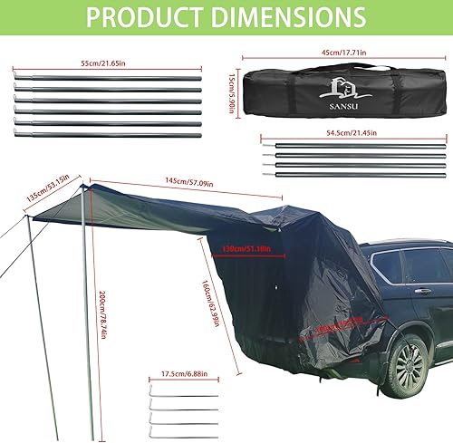 Miniatura 9 de Sibosen Tienda de campaña para puerta trasera para automóvil, tienda de campaña, refugio de privacidad, tiendas de campaña impermeables en la