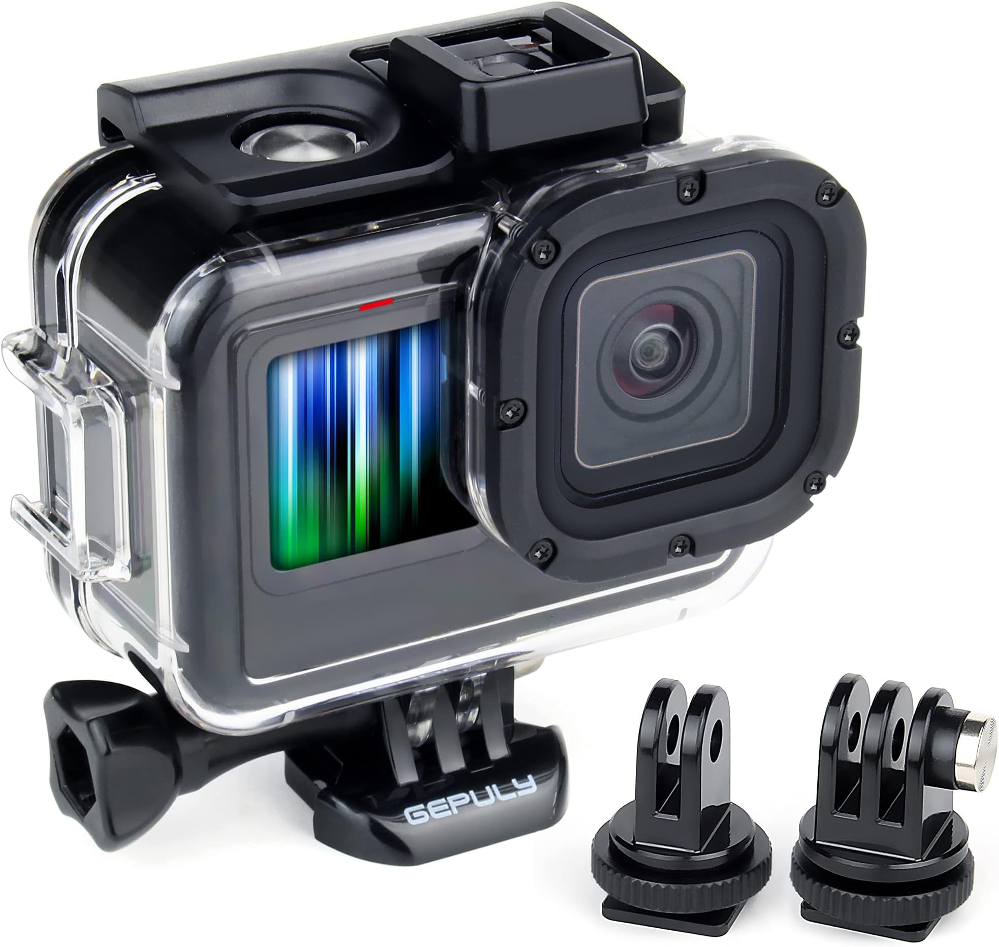 GEPULY Waterproof Case with 2 Cold Shoe Mounts for GoPro Hero 9 10 11 12 13 Black 60M/196FT Built-in Cold Shoe Slots Underwater Case Protective Dive Housing Accessories