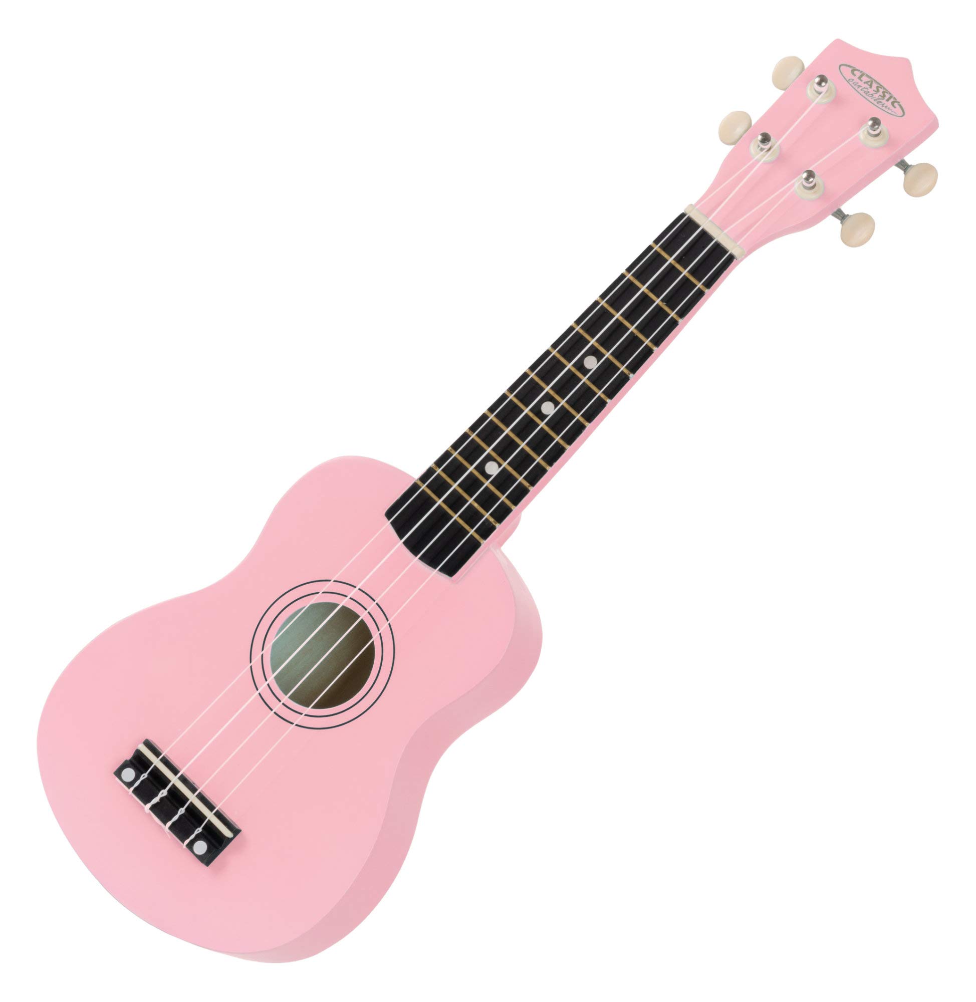 Classic Cantabile US-50 PK Sopranukulele - Ukulele mit 12 Bünden - leichtgängige Gitarrenmechanik - Weiße Nylon-Saiten - Pink